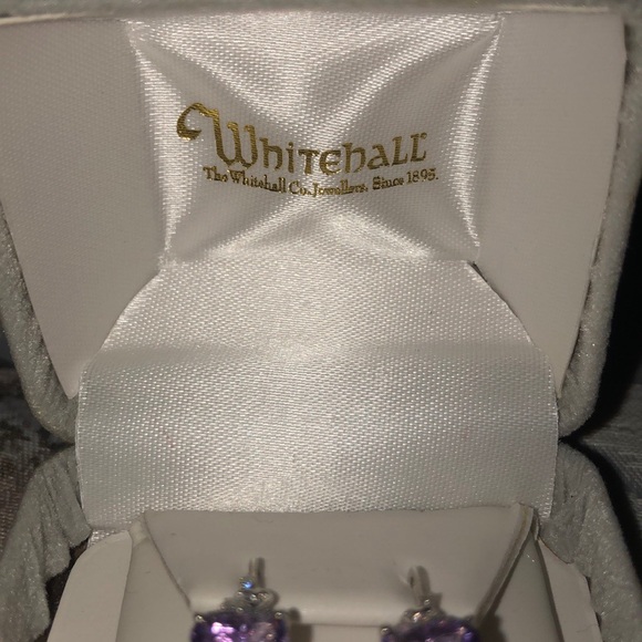 Sterling Silver Earrings with Purple Heart Stone - Picture 6 of 6